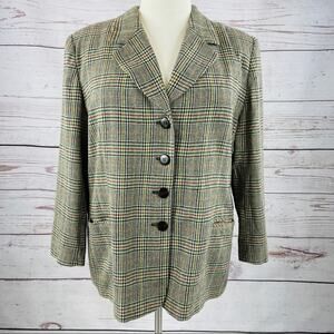 Worthington wool plaid blazer pockets